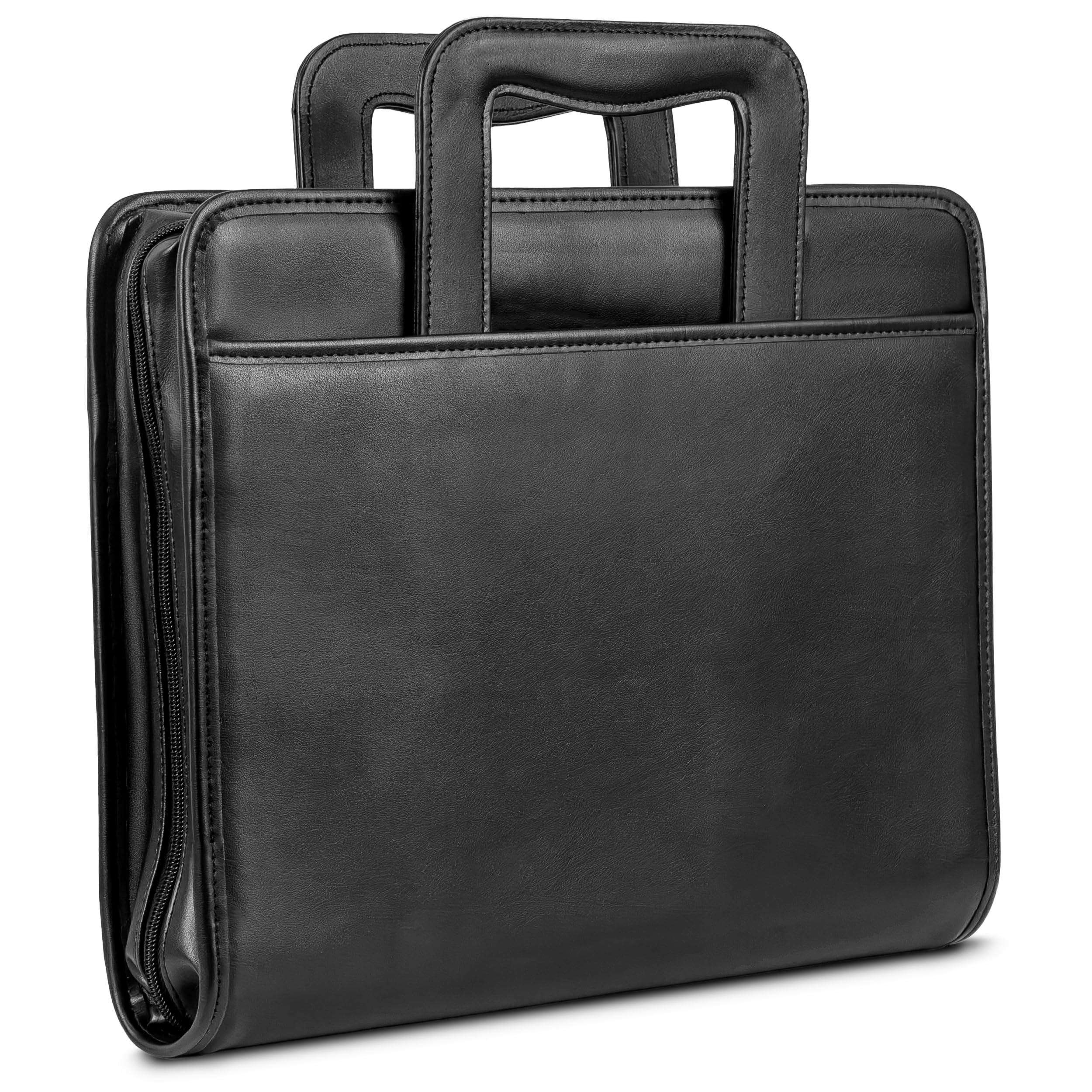 Samsill profesional funda de cartera con cierre de cremallera, tamaño de letra 2 asas, anillas extraíbles, retráctil, bloc de notas, interior Funda para Tablet 10.1 Pulgadas, Negro