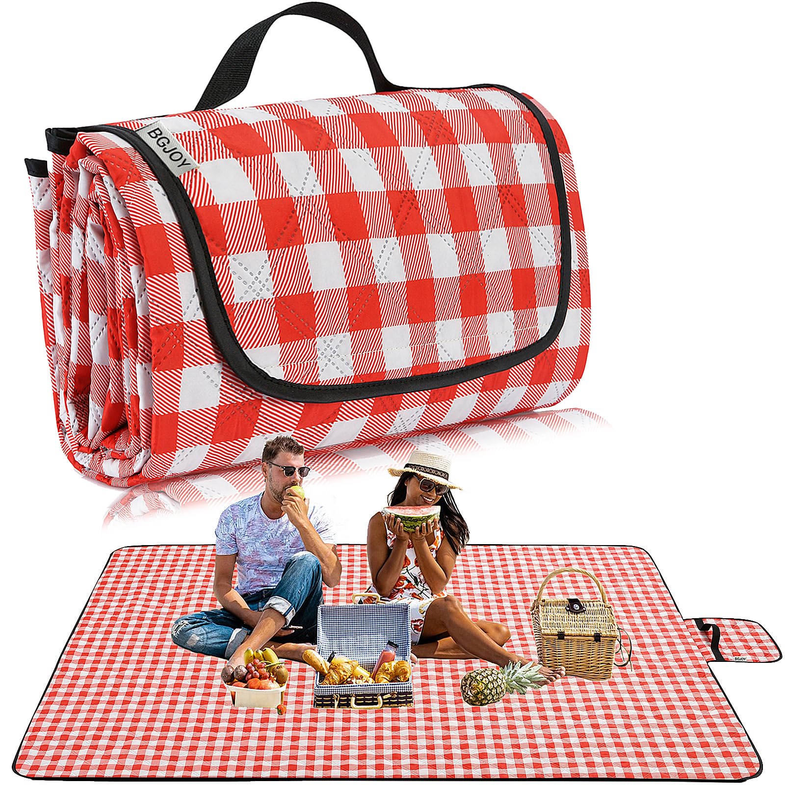 BGJOY Large Picnic Blanket Beach Blanket Waterproof Sandproof Outdoor Blanket Foldable Beach Mat Sandfree Handy Mat with Carry Strap Lightweight Beach