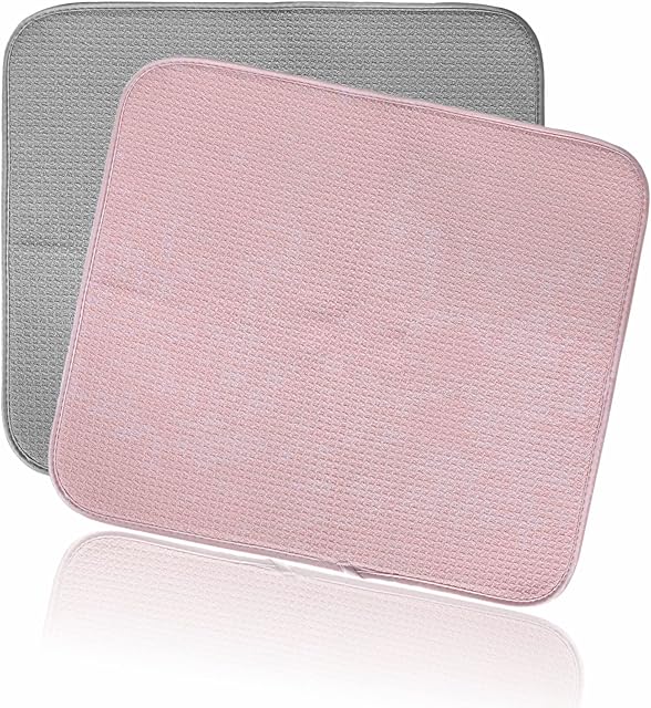 Dish Drainer Mat Super Absorbent Dish Drying Mat Heavy Duty Soft Draining Pad Mat Sink Liner For Cutlery Bowls Plates Glass Dishes Home Kitchen Accessories Assorted Color 30cm X 40cm (Pack Of 1)