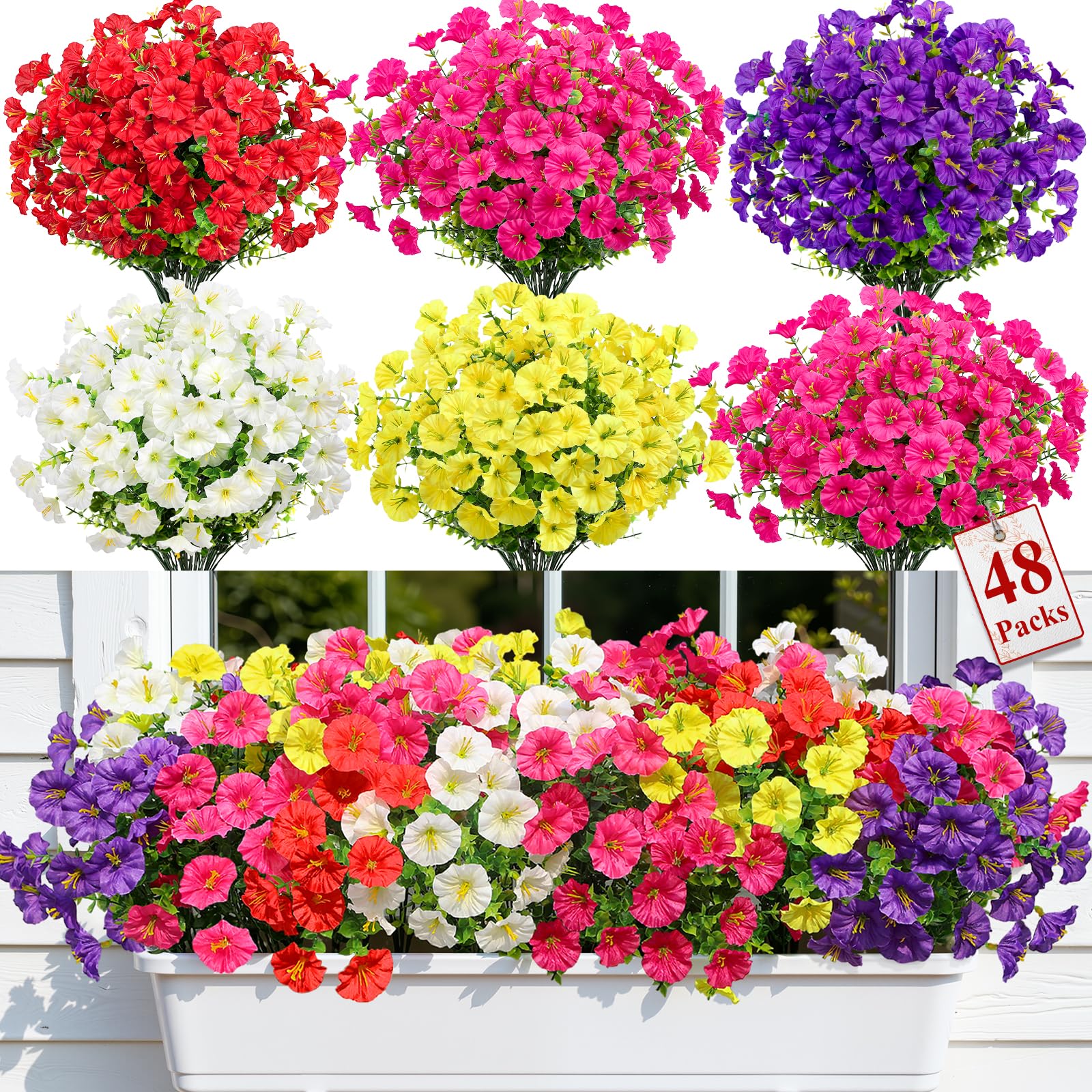 Alupssuc 48 Bundles Artificial Petunia Flowers