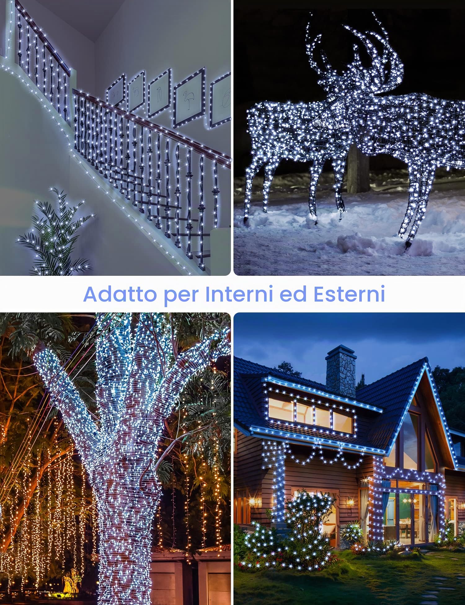 GYLEFY 100M Luci di Natale Esterno per Decorazioni Natalizie, Bianco Freddo | Luci Natale con Telecomando, 800 LED Impermeabile, 8 Modalità Illuminazione, Timer, Decorazione per Albero Natale, Giardino