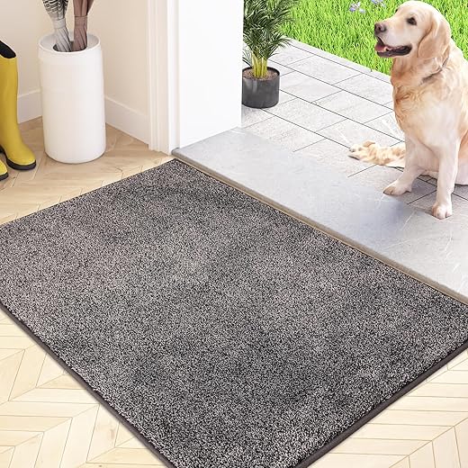 FCSDETAIL Dirt Catcher Foot Mat, Non-Slip Machine Washable Foot Mat, Door Mat with Water Absorbent and Soft Microfibers for Dog, Entrance, Door and Hallway