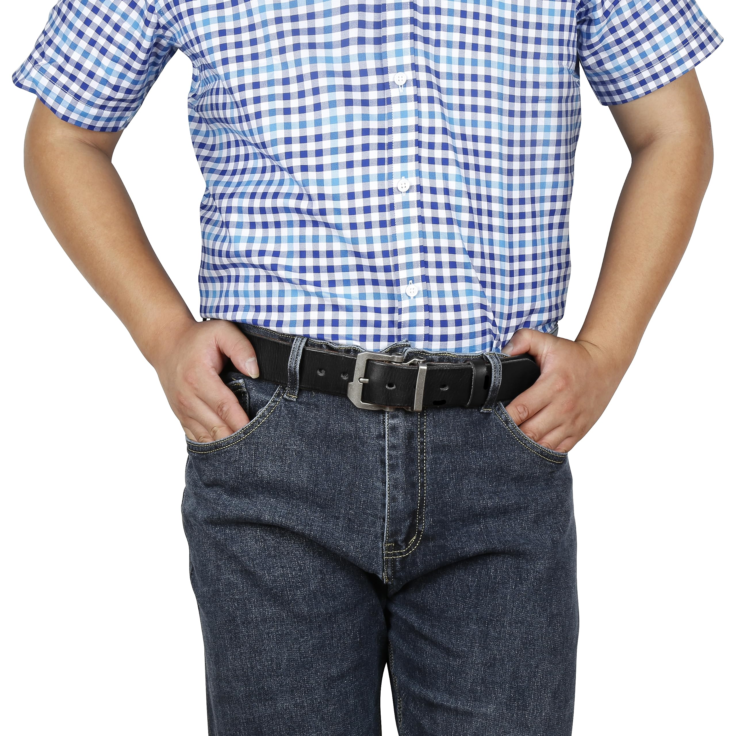 JingHao Ceinture Homme Cuir Véritable,Ceinture en Cuir Pour Décontracté Jeans,Longueur 105cm-165cm Pour Taille Régulière ou Grande Taille,Noir Marron 38mm