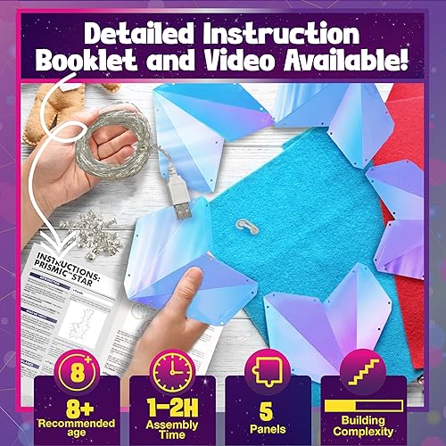 Miniatura 7 de PRISMIC Make Your Own 3D Star Light - Kits de manualidades para niñas de 8 a 12 años, regalos para niñas de 8, 9 y 10 años, manualidades divertidas