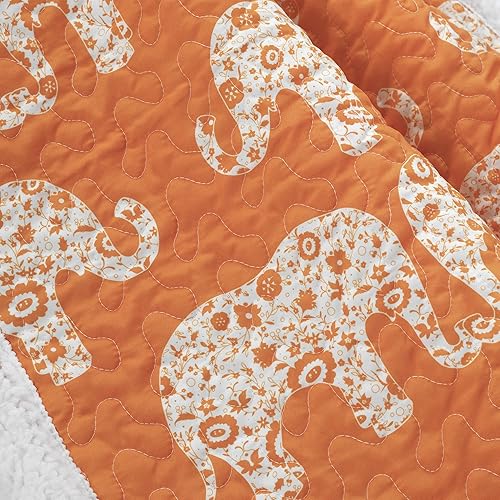 Miniatura 3 de Lush Decor Elephant Parade - Manta de sherpa (60 x 50 pulgadas), color naranja