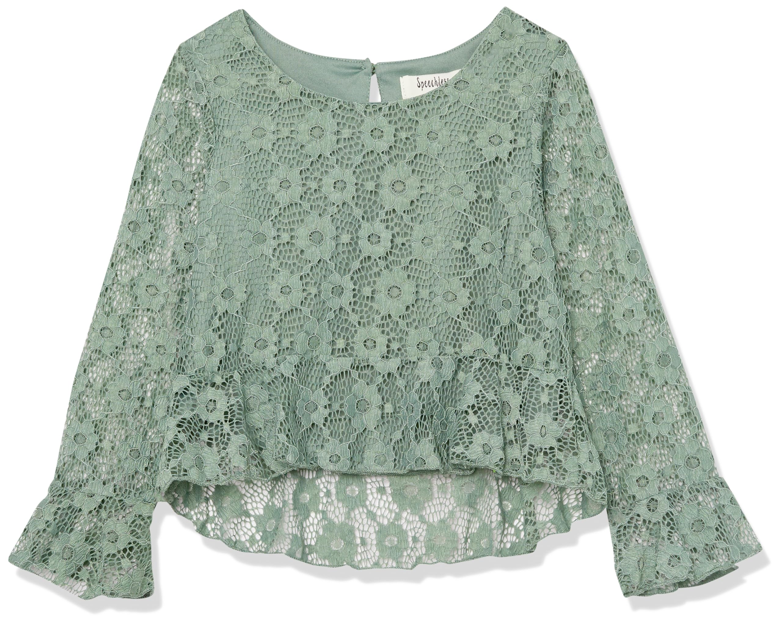 Speechless Girls' Embroidery Mesh Long Sleeve Top