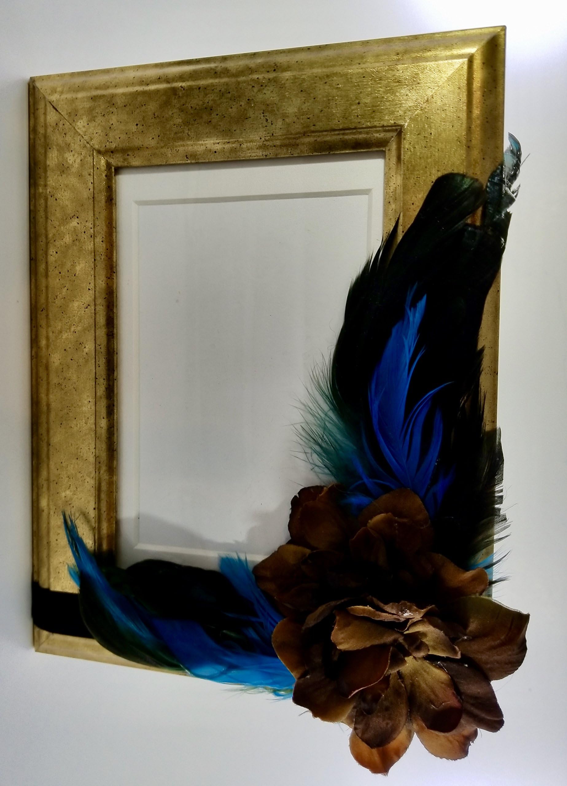 Brown and Antiqued Gold Photo Frame - Peacock Feathers 4x6"