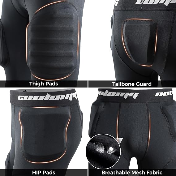 COOLOMG Youth Football Girdle 5 pad w/ Integrated Hip Tailbone Thigh Pads