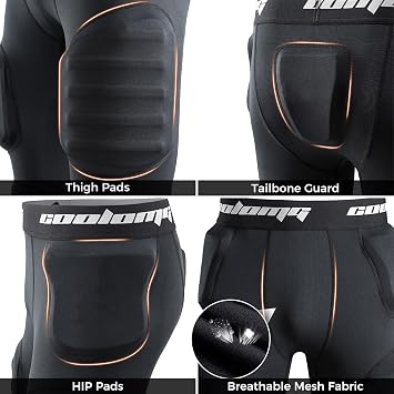 COOLOMG Youth Football Girdle 5 pad w/ Integrated Hip Tailbone Thigh Pads
