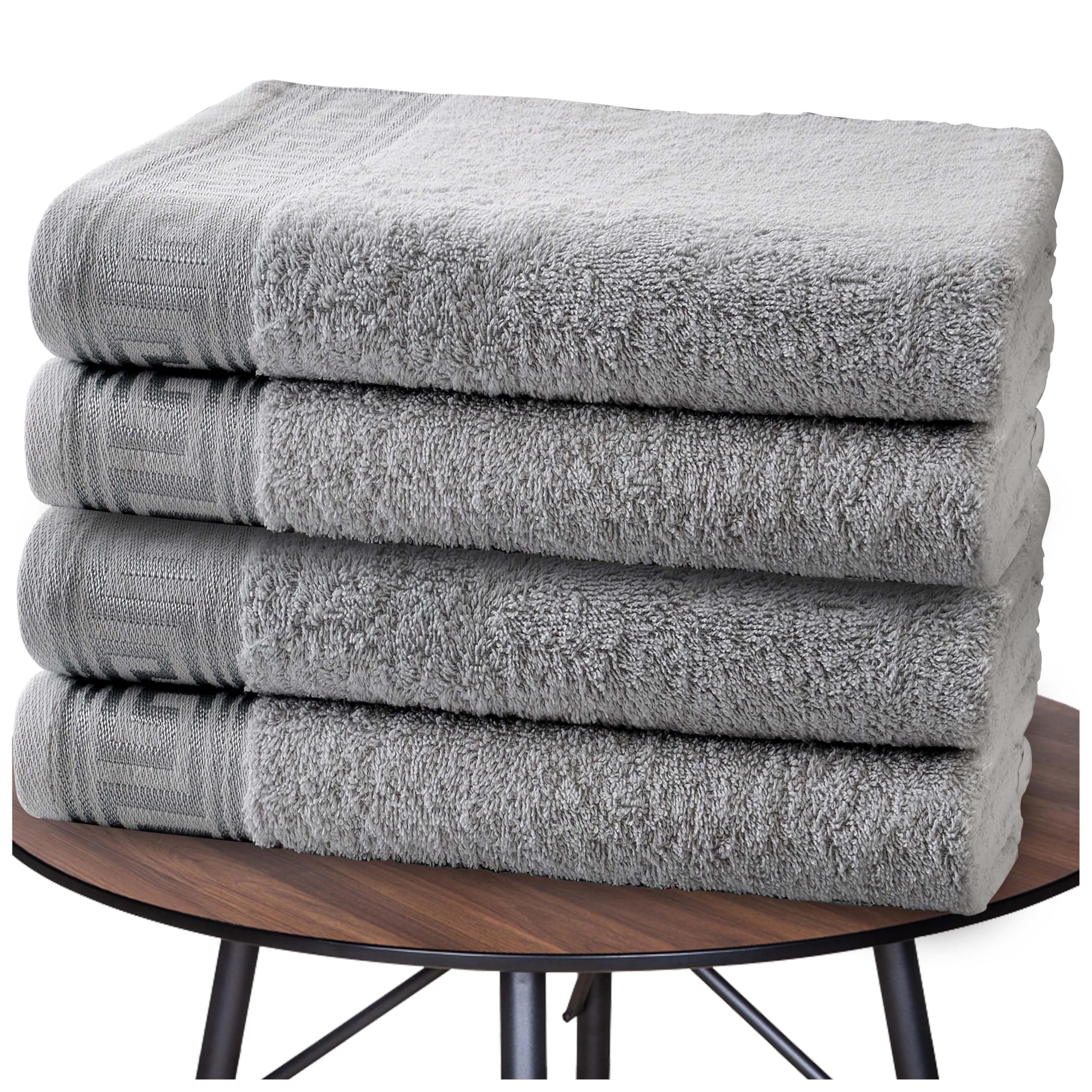 GC GAVENO CAVAILIA Greek Designer Hand Towels - 4 Pack Reusable Hand Towels - 500 GSM Super Absorbent Towel - Egyptian Cotton Gym Holiday Towel Bathroom Linen, 50x80 Cm, Grey — image 1