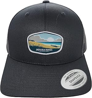 Indiana Dunes Trucker Hat w/National Park Woven Patch (Black/Black)