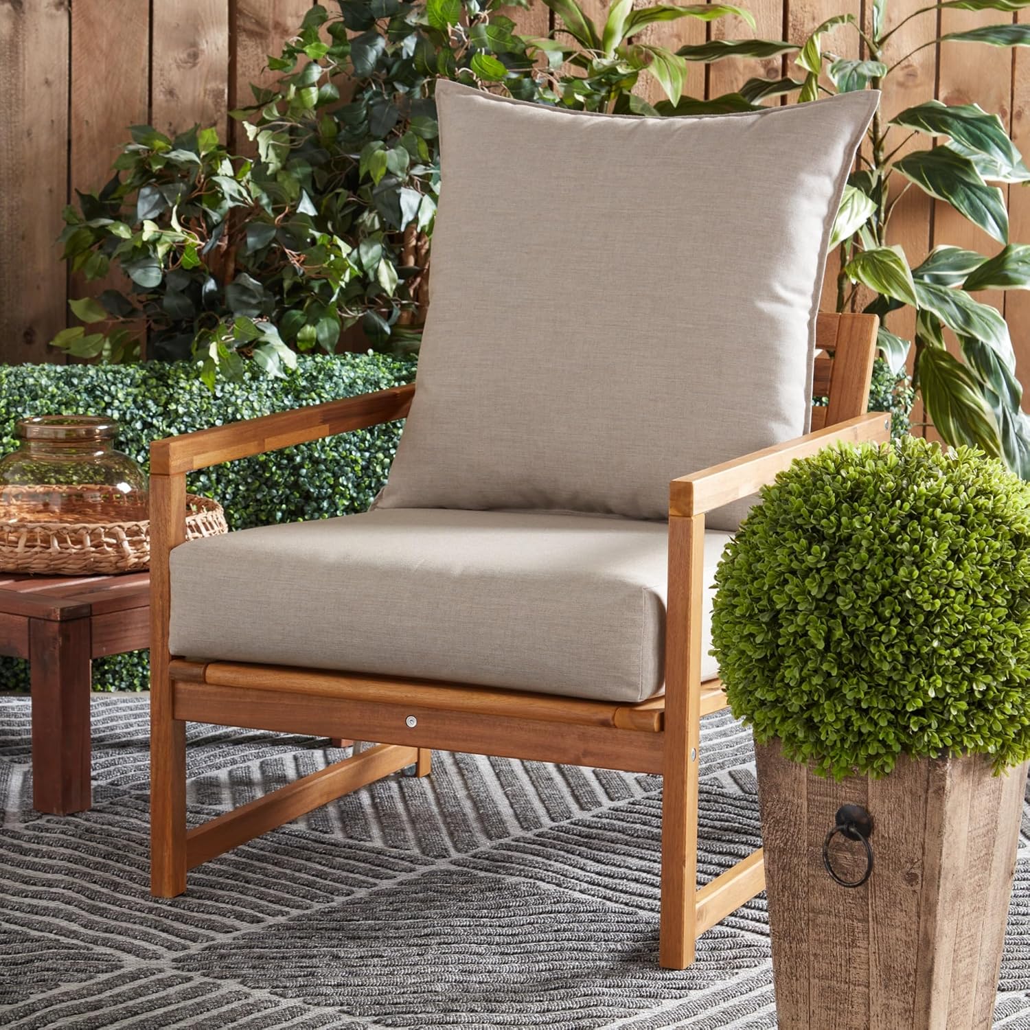 Greendale Home Fashions Modern Outdoor Sunbrella Fabric 2-Piece Deep Seat Chair Cushion, Cast Ash