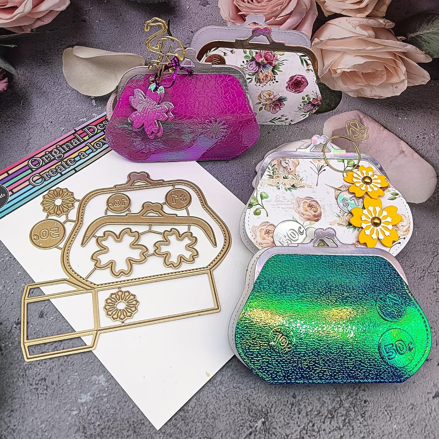 Alinacutle Coin Purse Makeup Bag Metal Cutting Die Cut for Gift Packing Paper Craft Handmade Card Making DIY Greeting Cards Scrapbooking and Album Holiday Gifts Decor