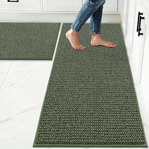 JSEI Kitchen Rugs and Mats, 2PCS Non-Slip Kitchen Mats for Floor, Machine Washab