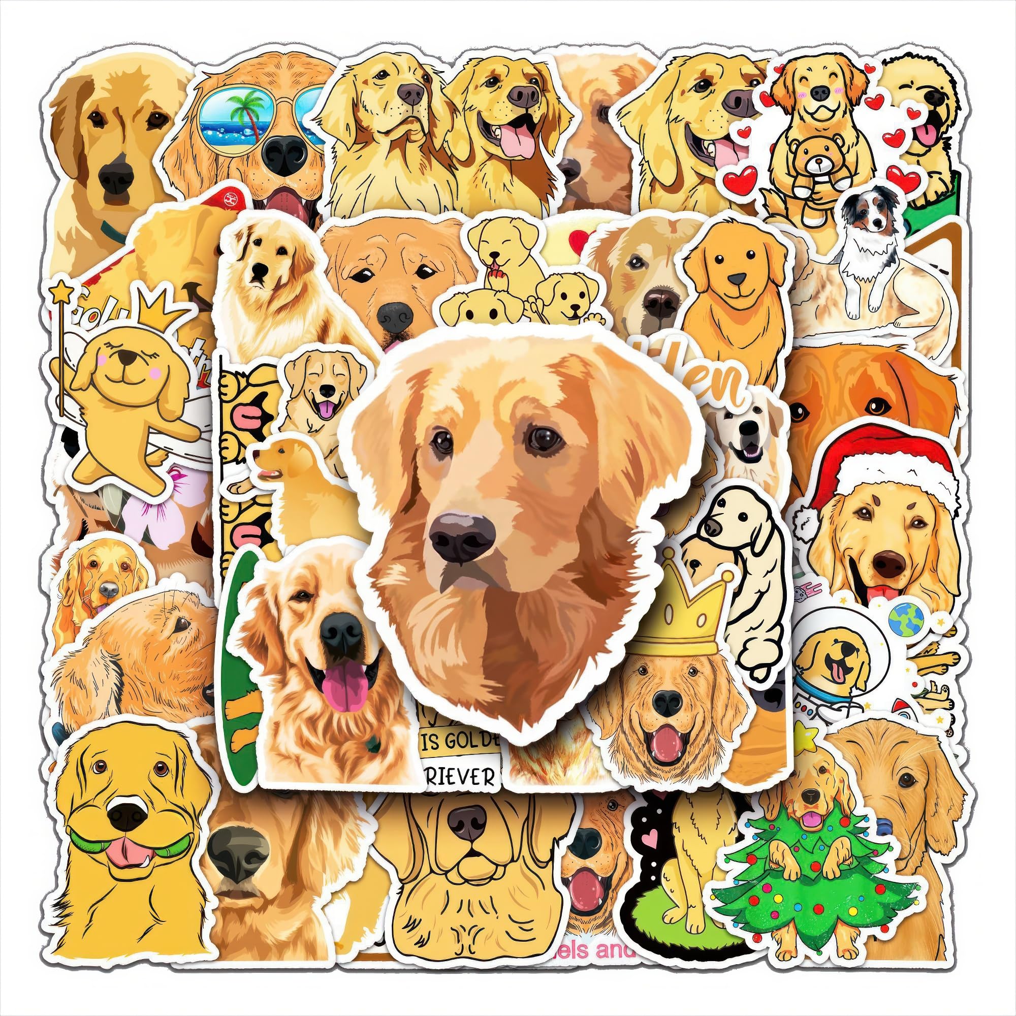 Golden Retriever Stickers 50 Pcs - Dogs, Birthday Decorations, Waterproof