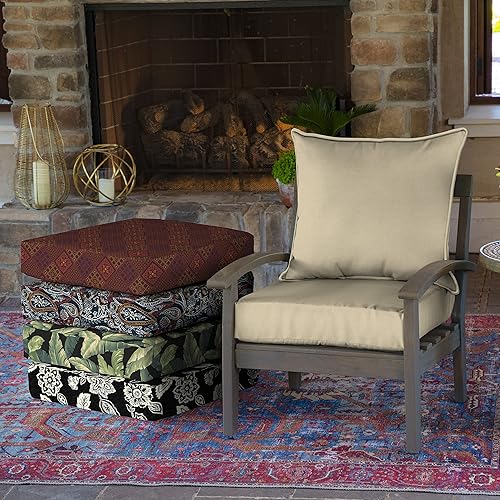 Miniatura 4 de Arden Selections Juego de cojín de patio profundo, 22.5 pulgadas de largo x 25 pulgadas de ancho x 6.5 pulgadas de alto, textura Leala gris pardo