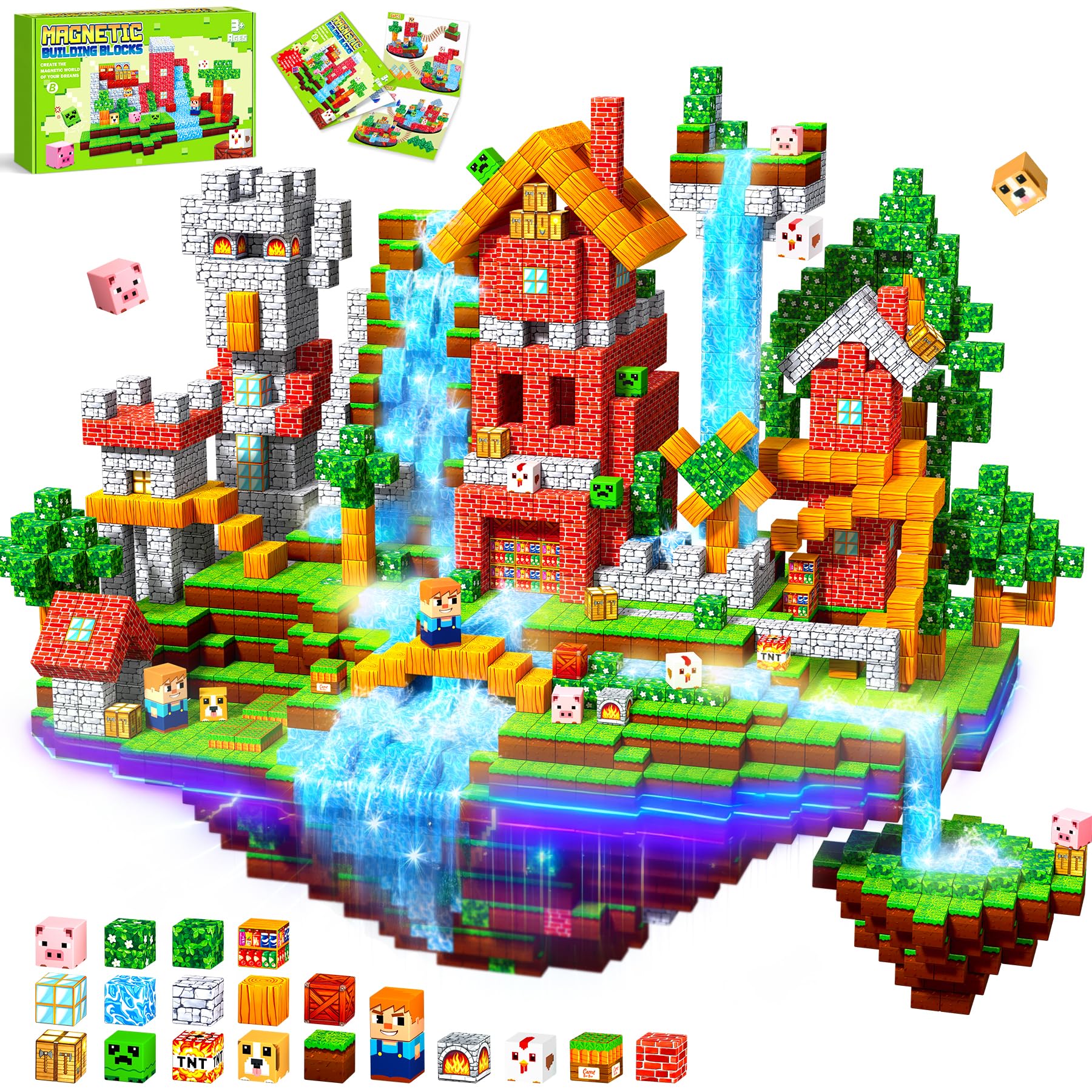 COOLJOYA Magnetische Bausteine - Magnetbausteine Magnetspielzeug,150 Teile Magnetische Bauwelt Spielzeug Magnetblöcke für Kinder ab 3-10 Jahre Verstaubare,Geschenke Kinder,Baue Mine Magnet Welt