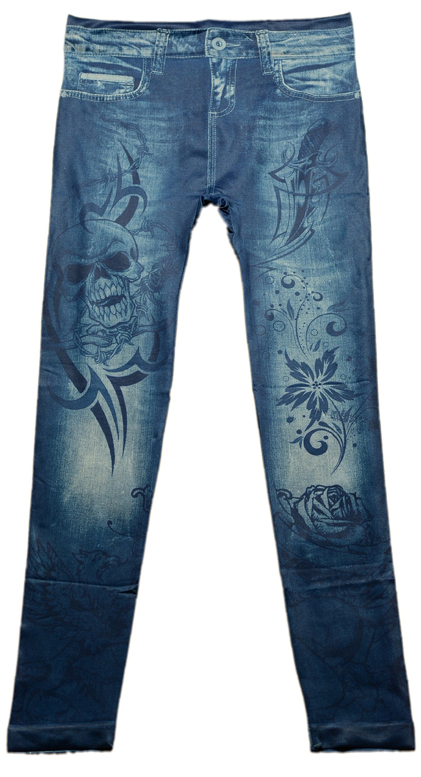 Eowsrzm Women's Tattoo Painted Skull Leggings