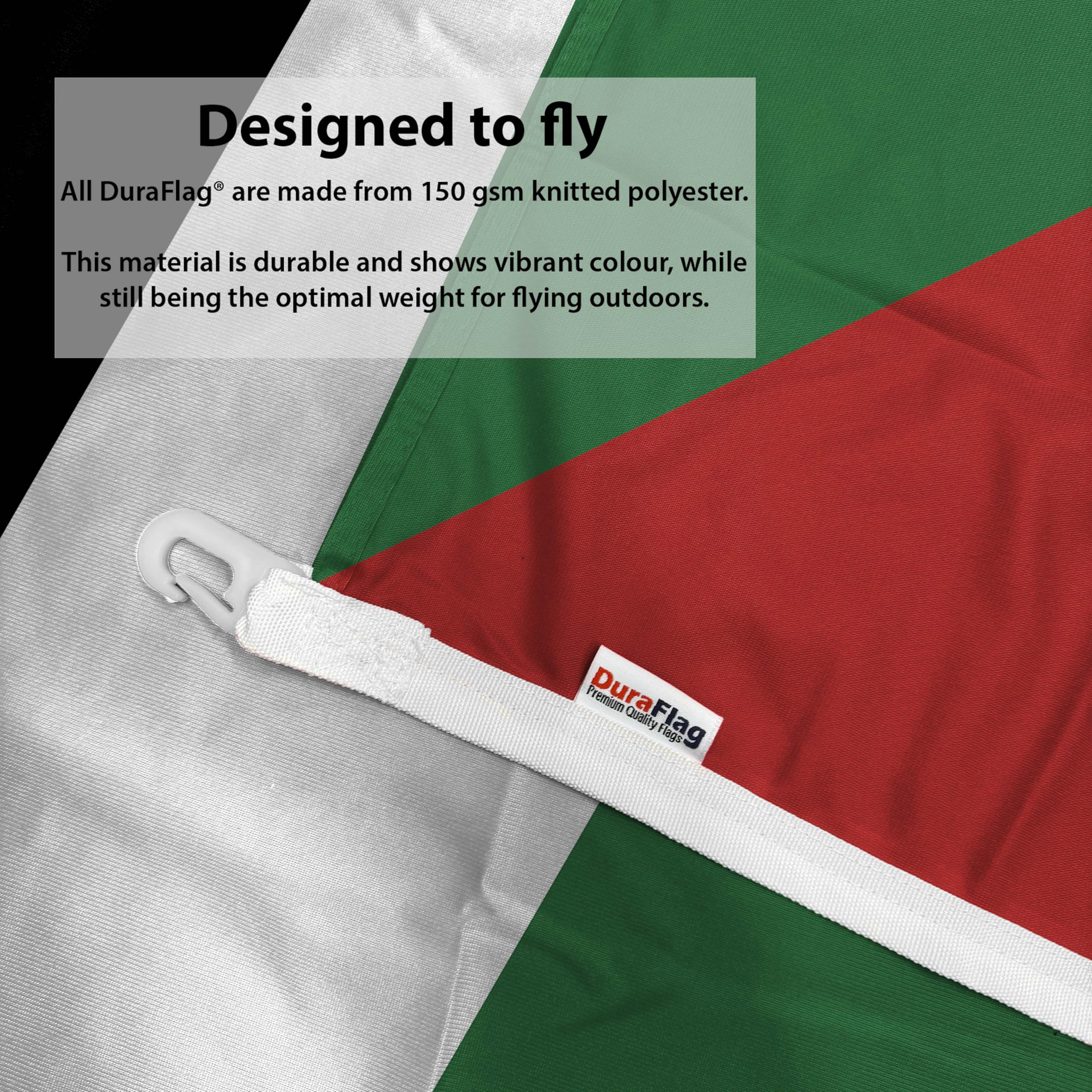 Palestine DuraFlag with Clips 5ft x 3ft Premium Quality Flag 150cm x 90cm, 5ft x 3ft (150cm x 90cm) - Image 3
