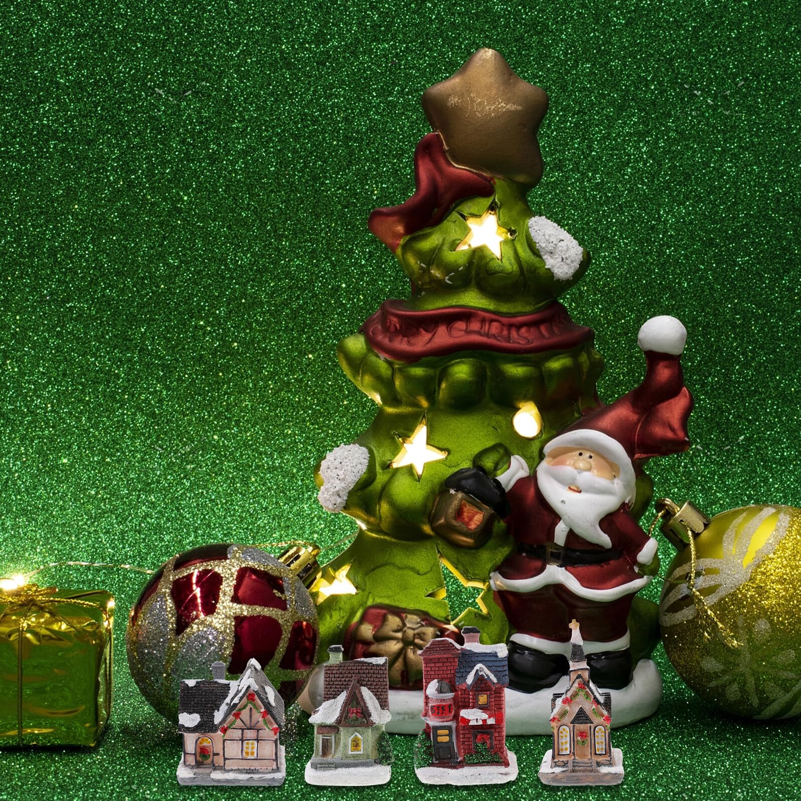 Toyvian 4pezzi Ornamenti in Resina Luminosi per Casa Decorazioni Natalizie da Tavolo Oggetti di Scena per Feste Design Elegante e Leggero Stile Casuale