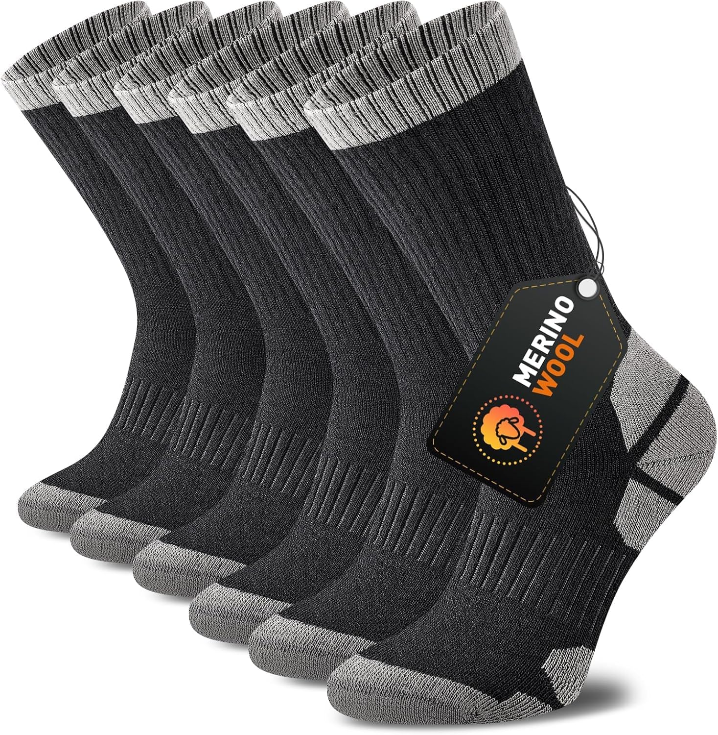 Merino Wool Hiking Crew Socks for Men & Women, Thick Thermal Cushioned Winter Socks, Moisture-Wicking, 3 Pairs Merino Wool Hiking Crew Socks for Men & Women, Thick Thermal Cushioned Winter Socks, Moisture-Wicking, 3 Pairs