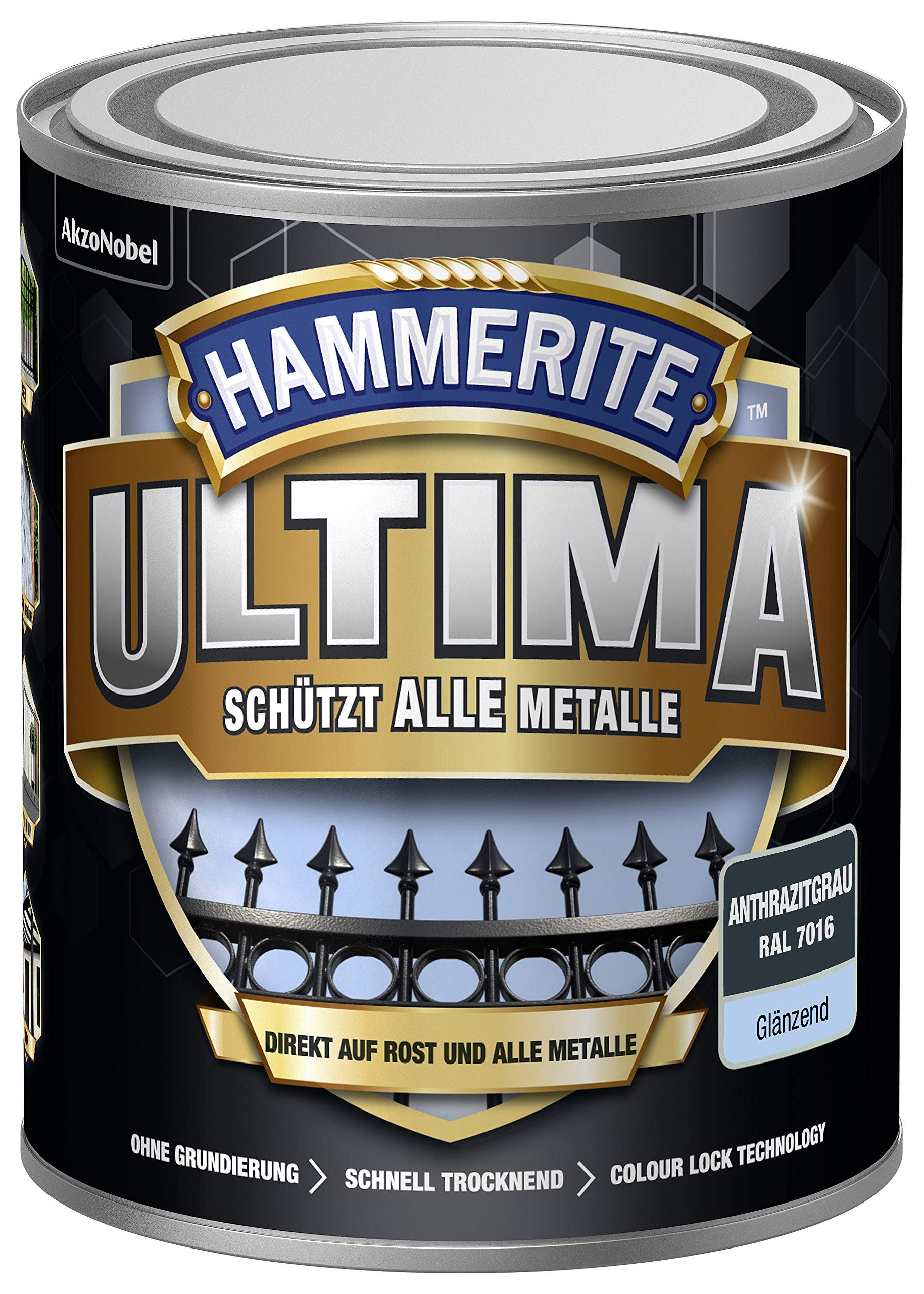 Hammerite Ultima Metal Protection Paint Rust 5379734, 750ml Shiny