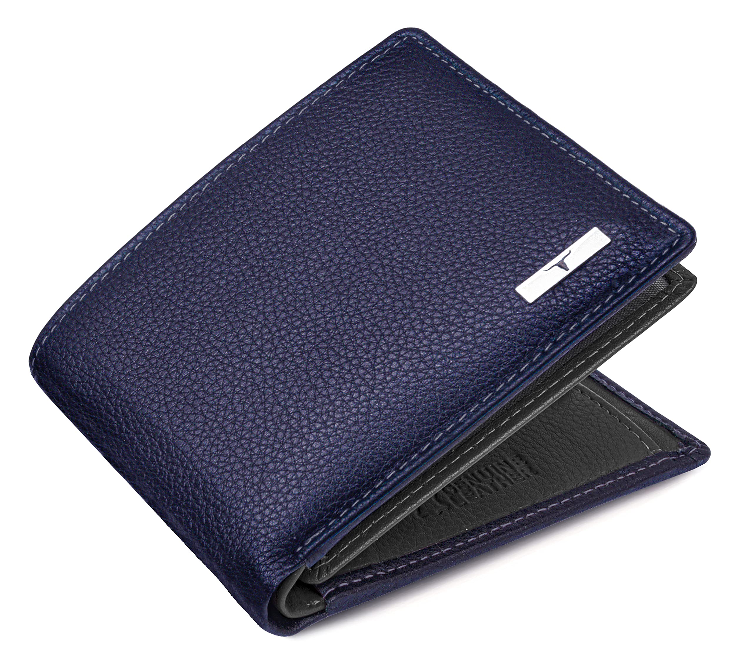 URBAN FOREST Kyle Blue/Grey Leather Wallet for Men