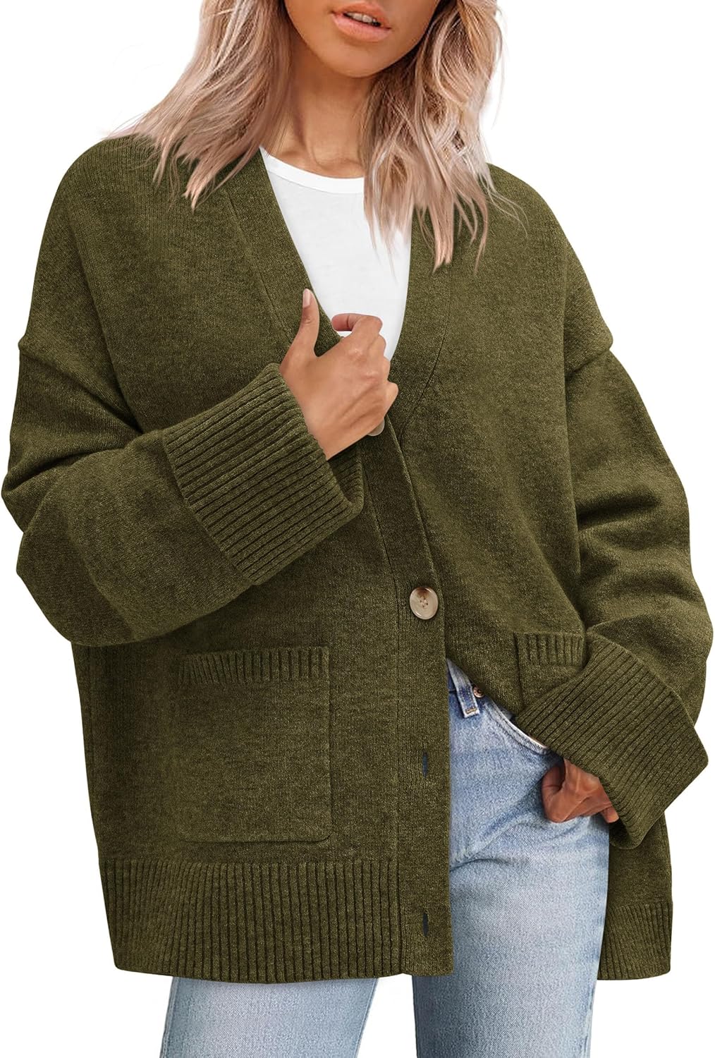 PRETTYGARDEN Women's 2026 Oversized Cardigan Sweaters Trendy Chunky Knit Long Sleeve V Neck Button Down Fall Winter Outfits