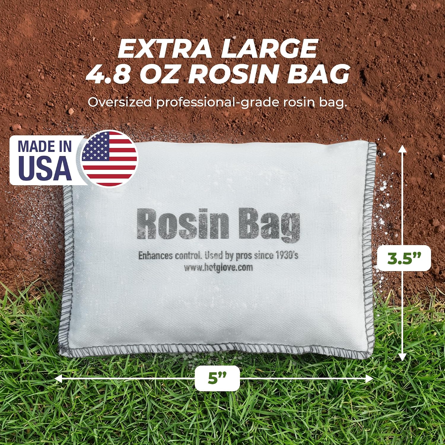 Hot Glove Extra Large Baseball Rosin Bag – Professional Pitching Rosin for Baseball & Softball – Dry Hand Grip Enhancer for Pitchers & Batters – Sweat Absorbing Grip Powder – Made in USA