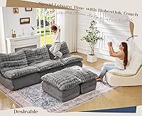 Vista 7 de Hobestluk - Sofá cama de espuma para espacios pequeños, sofás cómodos con reposapiés, sofás reclinables pequeños para sala de estar, dormitorio, Gris