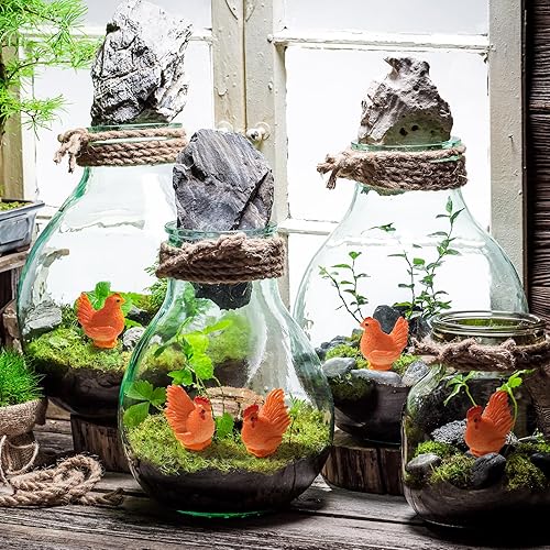 Miniatura 7 de Figura de pollo en miniatura, 30 piezas, mini figuras de pollo en 3D, modelo de pollos familiares pequeños para decoración de jardín de hadas,