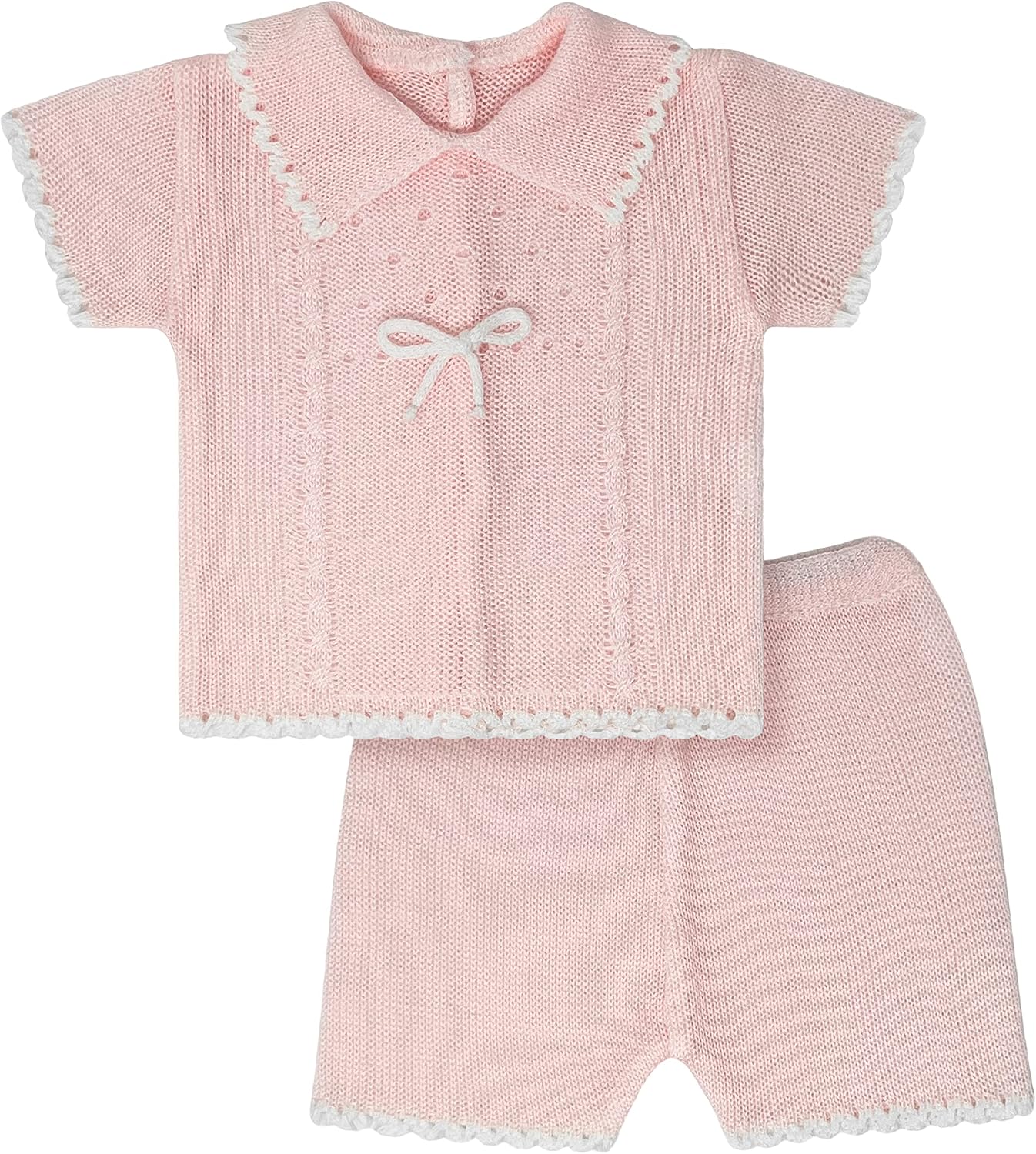 Newborn Knitted Clothes, Baby 2-Piece Short Set, Infant Knit Outfit for Girl and Boy