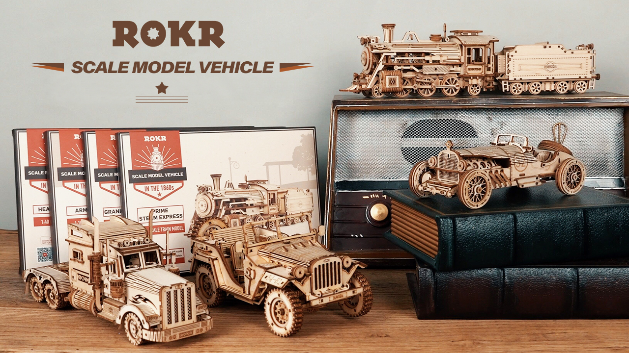 Amazon.com: ROKR Model Car Kits Wooden 3D Puzzles Model Building