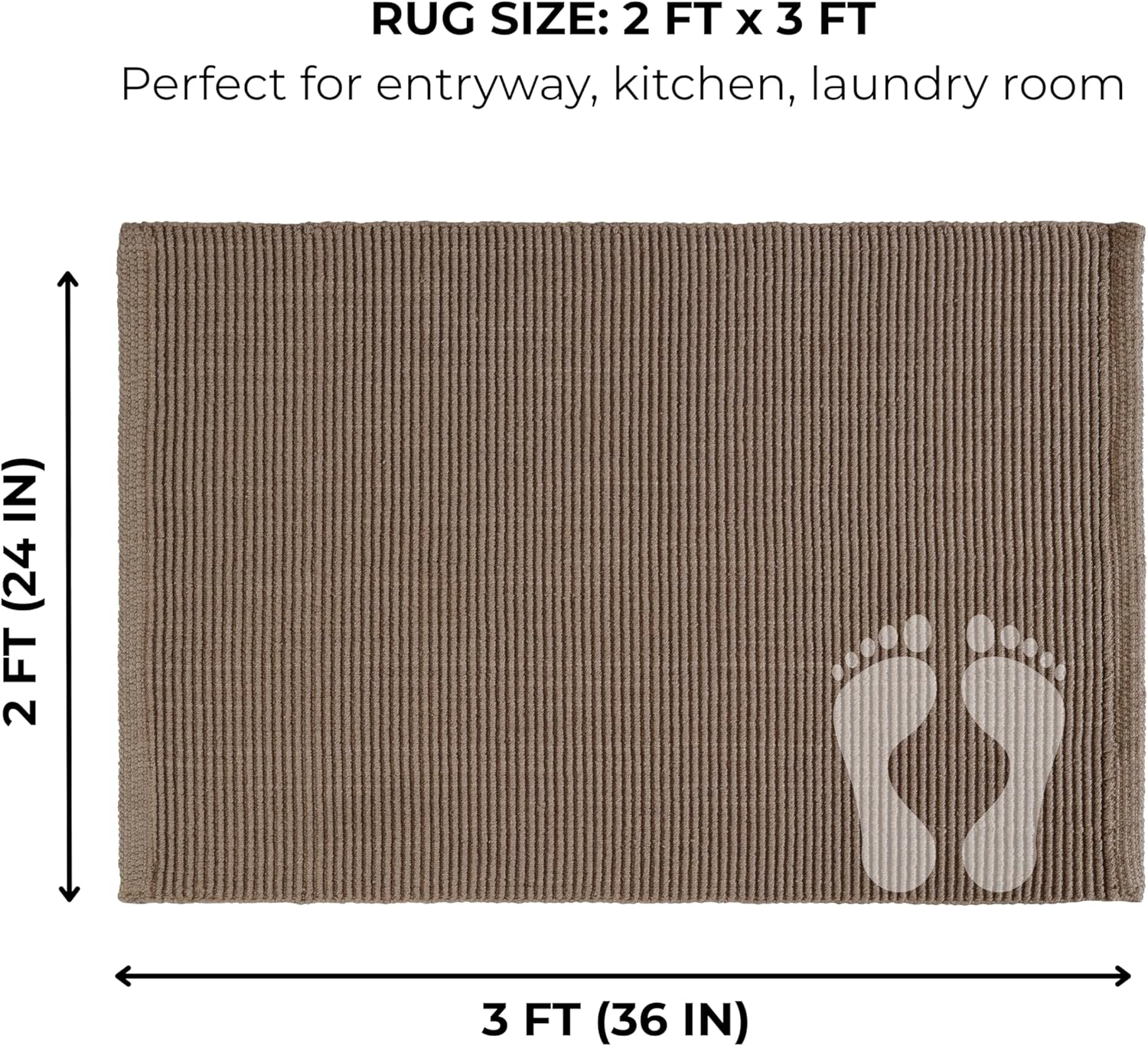 THE BEER VALLEY Entryway Rug 2x3 Ft - Brown Mocha, Washable Throw Area Rugs Non Slip for Kitchen Patio, Farmhouse Indoor Outdoor Front Door Woven Mat, Easy Braided Bathroom Rugs