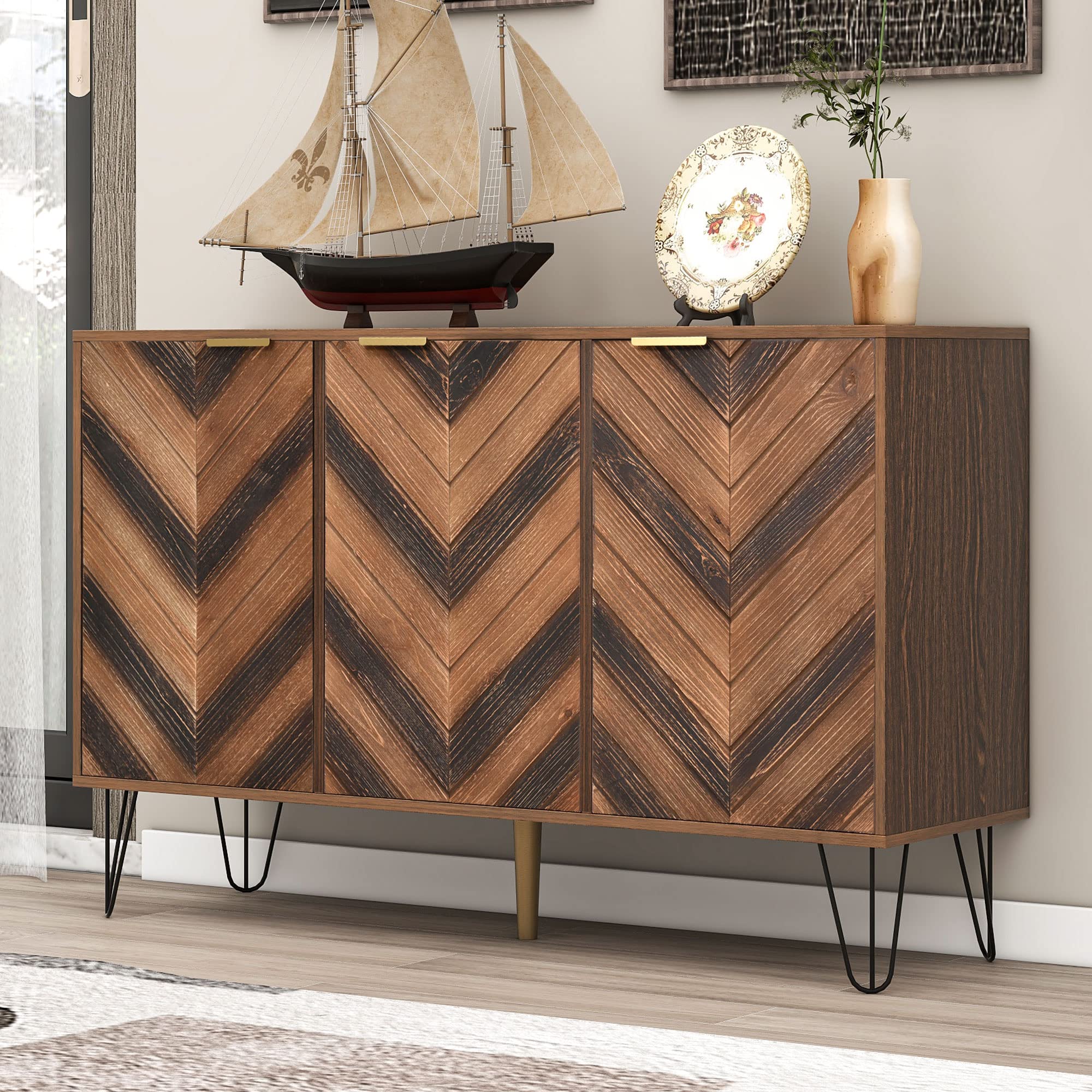 CREDENZA CASSETTIERA CON 3 cassetti & 2 ante in rattan sala da pranzo