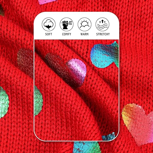 Miniatura 3 de KYEESE Suéter de San Valentín para perro, suéter suave de cuello alto para perro grande con estampado de lentejuelas de corazón, suéteres cálidos