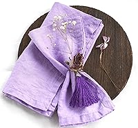 Vista 8 de Juego de 8 servilletas de lino 100% puro para fiestas y vacaciones, servilletas de lino amarillo claro, 20 x 20 pulgadas, gran regalo, lavables a