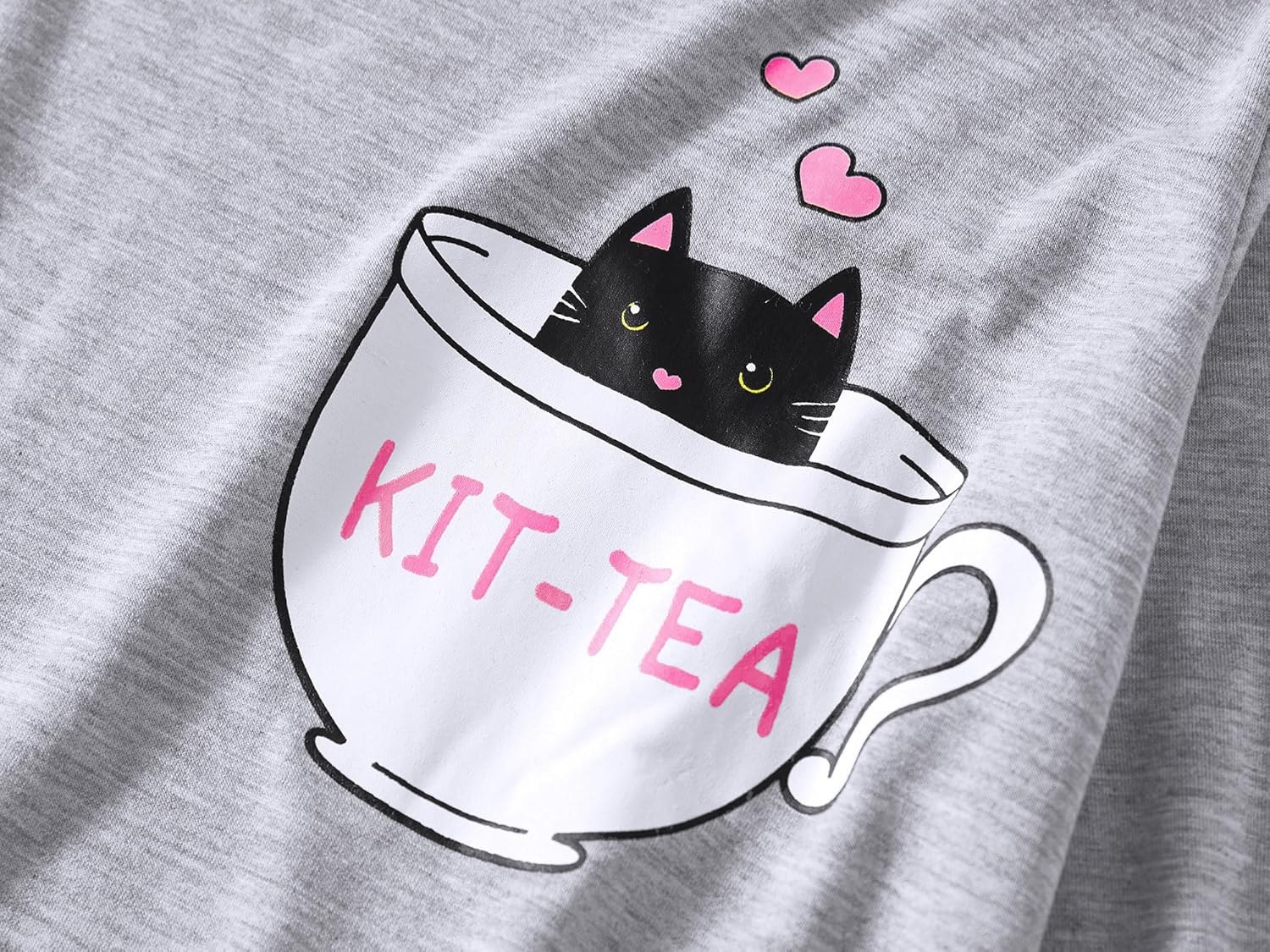 Tebbis Cute Cat Pajamas for Girls Modal Fiber Long Sleeve & Pants Pj Set Tween Size 6-18 - Image 2