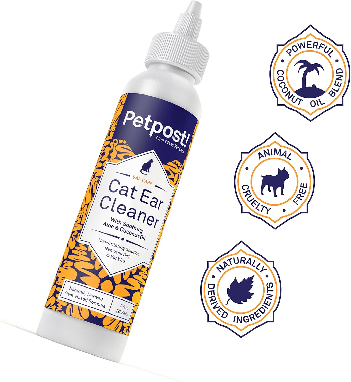 Petpost | Cat Ear Cleaner - Best Ear Remedy for Cats - Natural Coconut Oil Treatment Drops - Alcohol & Medicine Free - 8 Oz. : Pet Supplies