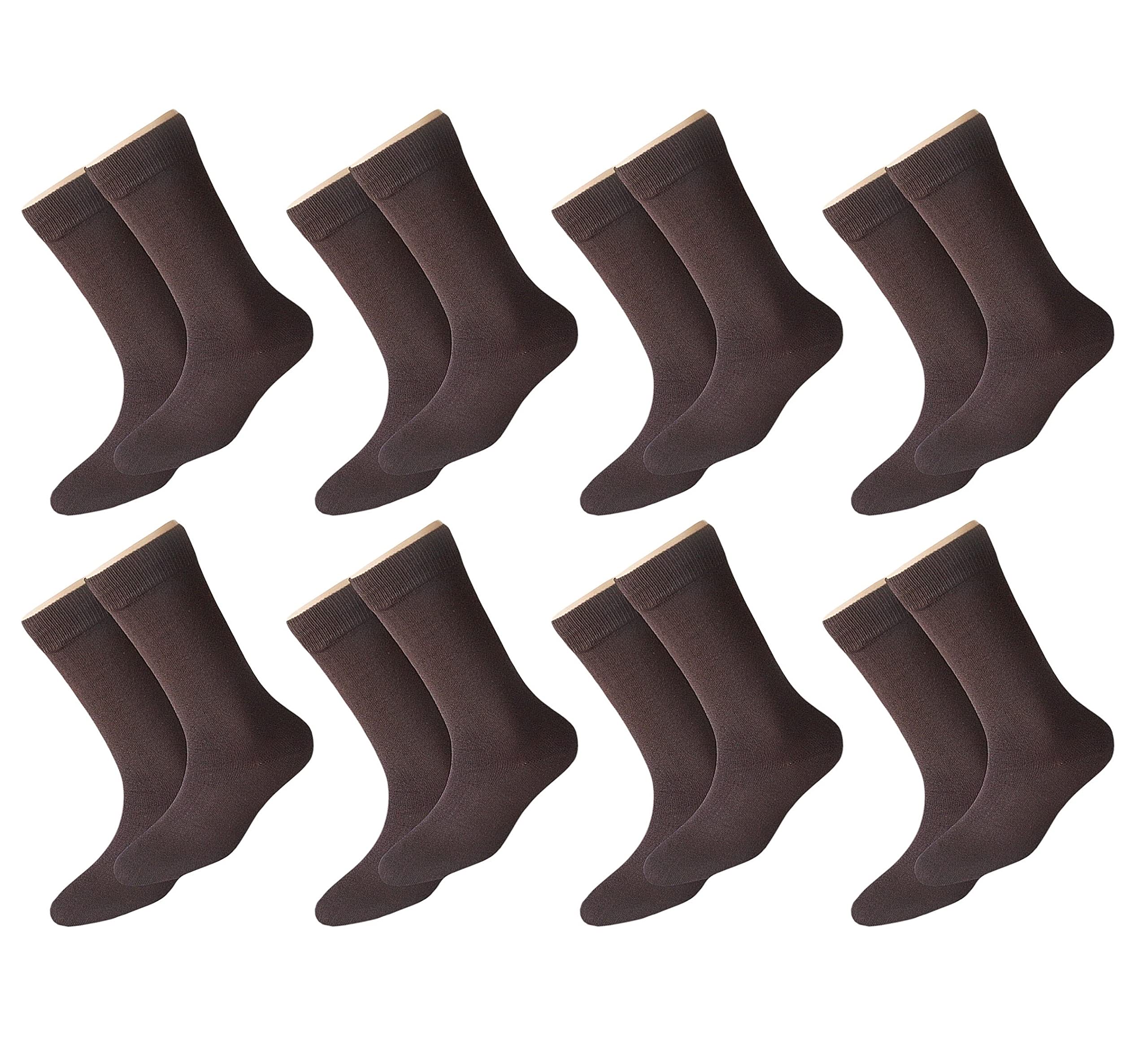 Calf Length, Full Length, High Length Pure Cotton Plain Solid Brown Color Formal Socks For Men and Boys - Pack of 8 Pairs, Free Size-image-24