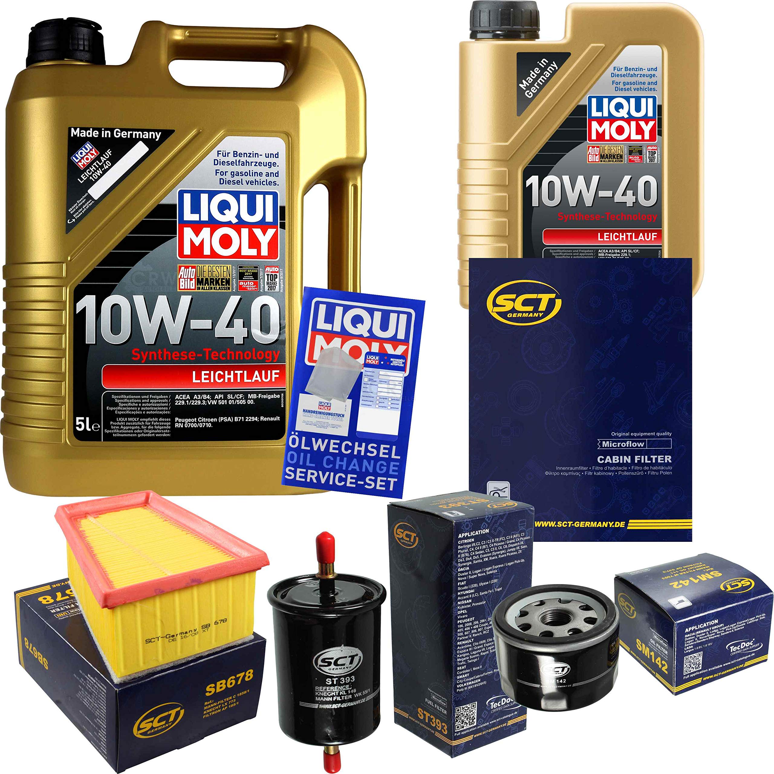 Set di filtri, 6 litri, olio motore scorrevole, 10W-40 SCT Germany
