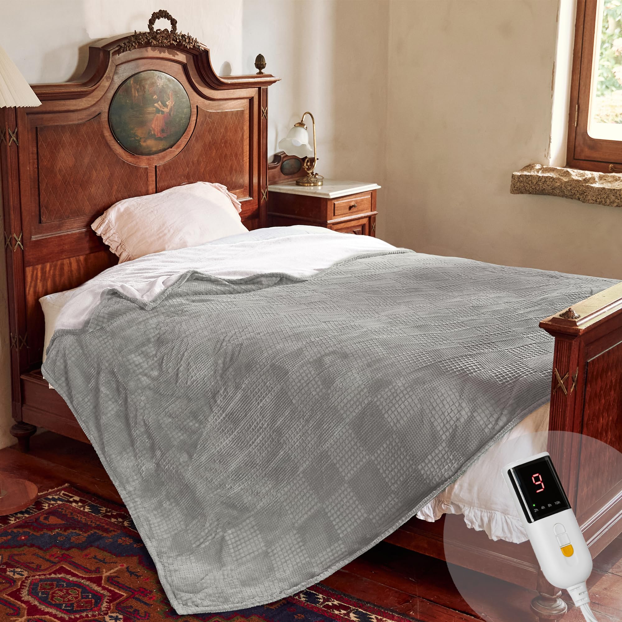 Texciting Heated Blanket Heated Throw,150x200cm, Machine Washable,Grey