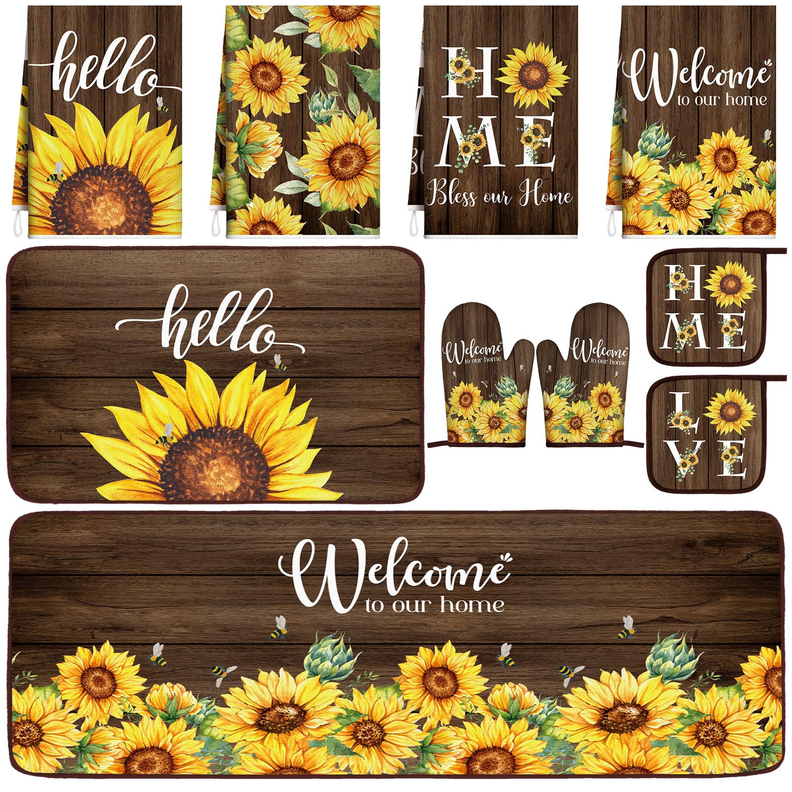 Fourluoo Kitchen Towels & Oven Mitts Set - Farmhouse Decor -19
