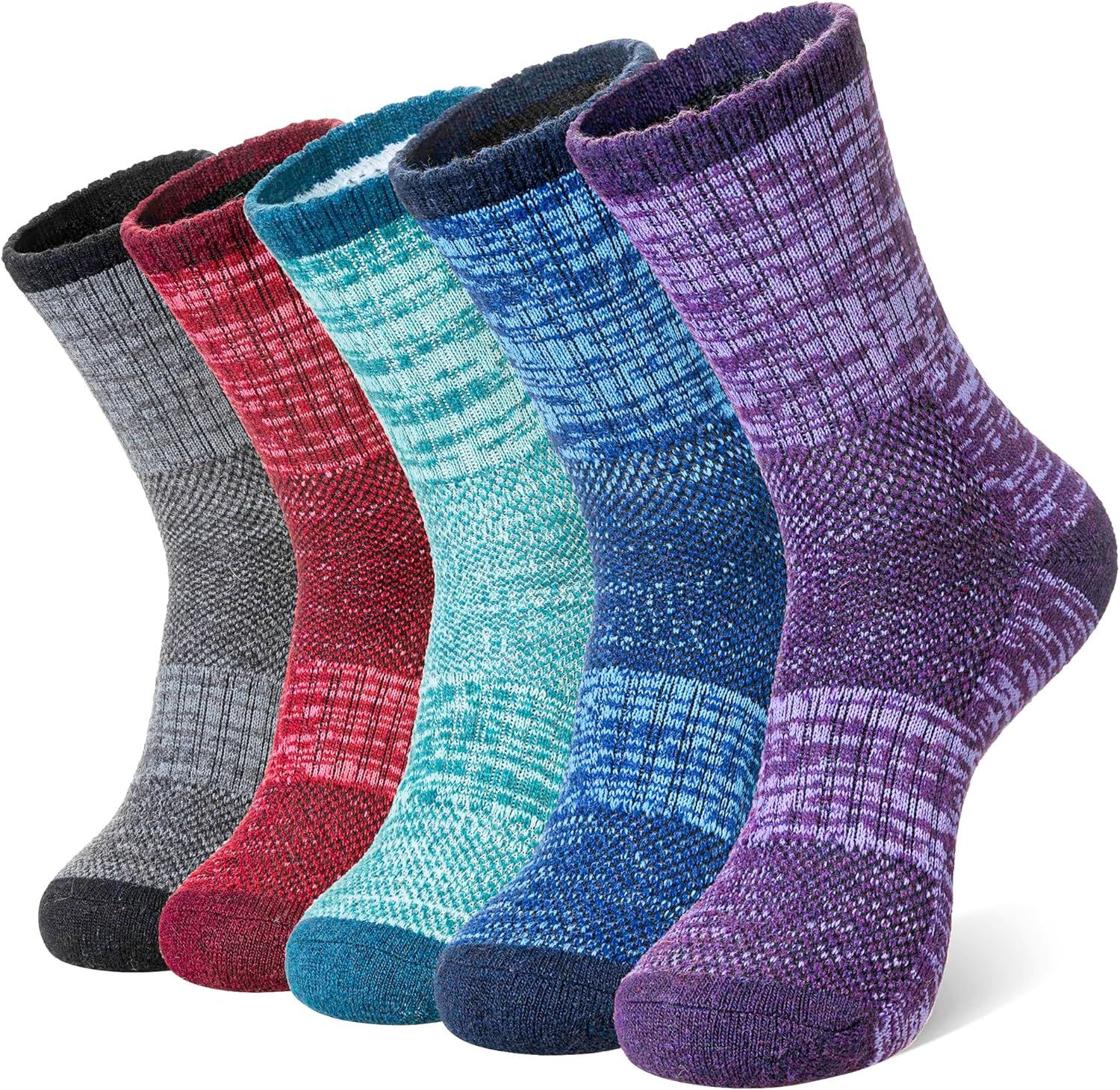 Eocom Merino Wool Hiking Socks for Women & Men Thermal Winter Warm Work Cushion Outdoor Crew Boot Socks 5 Pairs Eocom Merino Wool Hiking Socks for Women & Men Thermal Winter Warm Work Cushion Outdoor Crew Boot Socks 5 Pairs