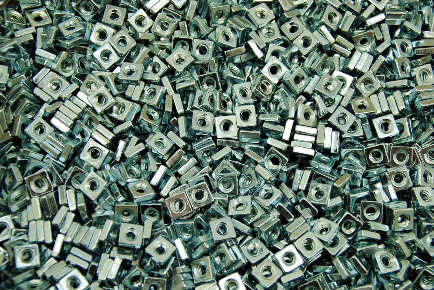(2000) Zinc Plated 10-24 Square Nut - #10 Coarse Machine Thread 3/8" SQ x 1/8" T