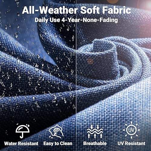 Miniatura 4 de ovios Juego de muebles de 2 piezas para patio, 2 sillas de mimbre de ratán, con respaldo alto y cómodos cojines, para todo tipo de clima, exteriores