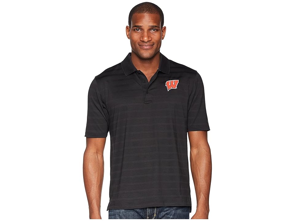 

Champion College Wisconsin Badgers Textured Solid Polo (Black) Boy's Short Sleeve Pullover