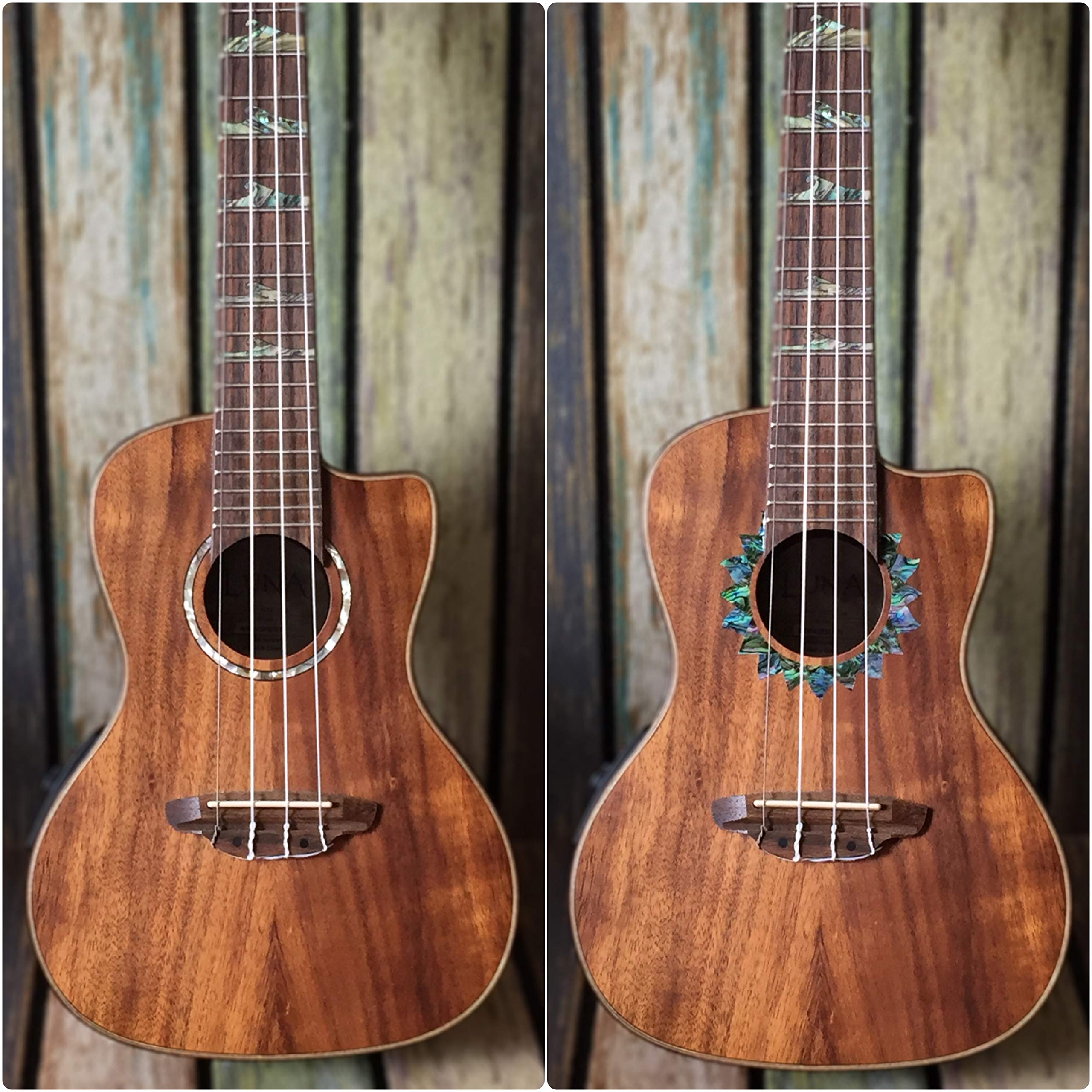 Ukulele Soundhole Decal - Removable Abalone Sun Design (Blue, UKR-304SP-AB-C)