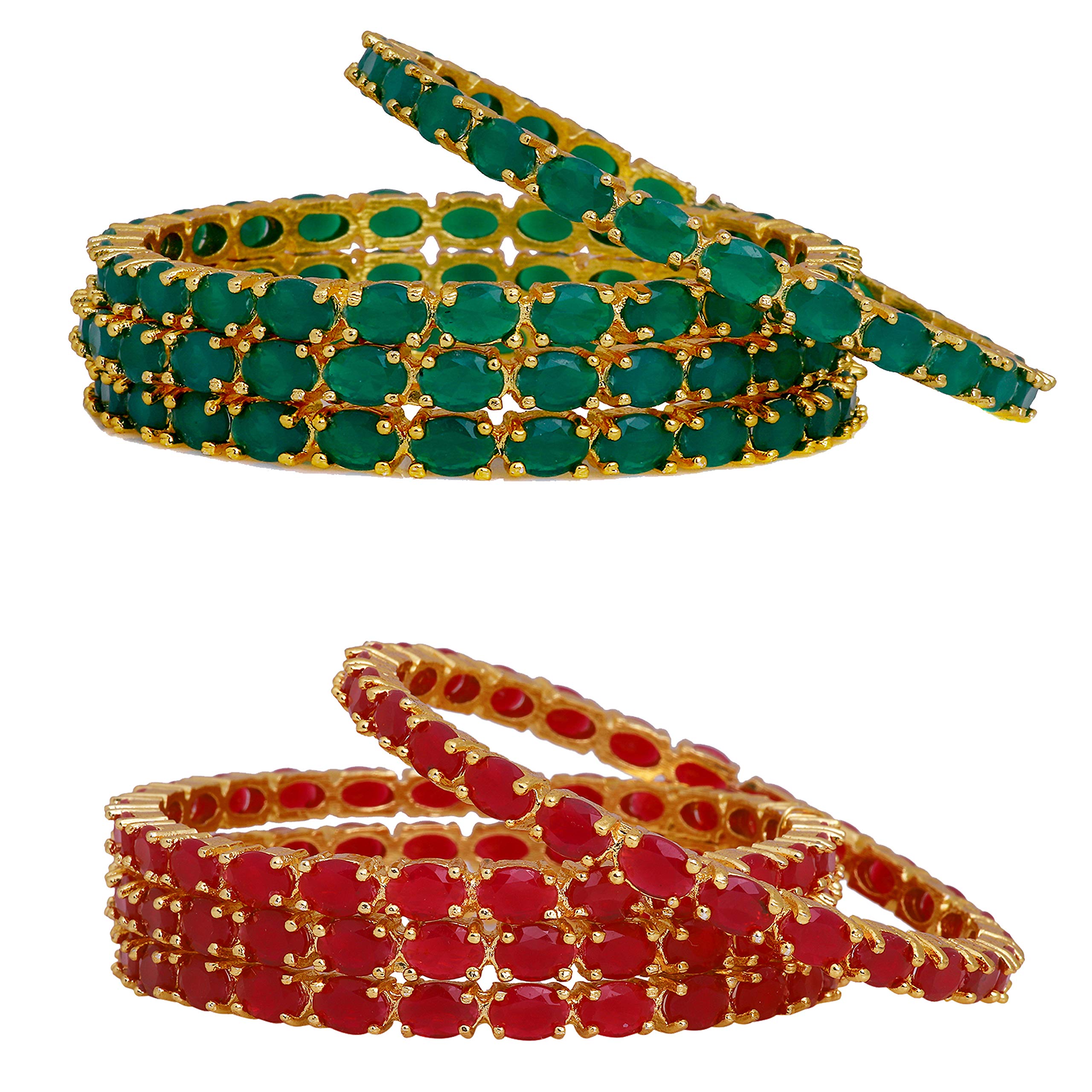 MANIKYA American Diamond Bangles with Gold Plating for women 2 Set 8 Bangles (D MK_COM_200-10, 2.4) (B09ZD91FWY) Amazon Price History, Amazon Price Tracker