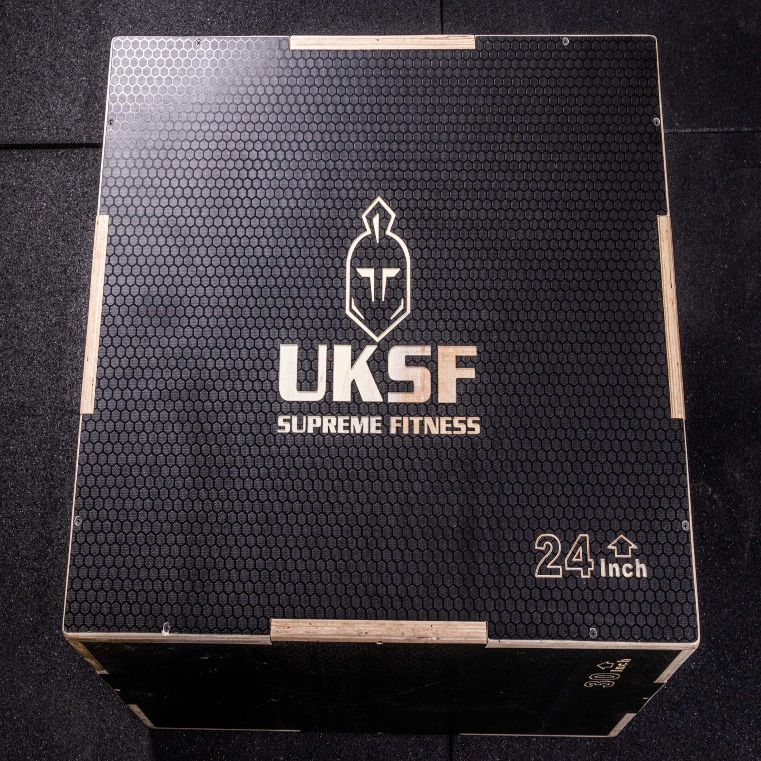 UKSF - Caja antideslizante de madera negra, 3 en 1, altura de 50 cm, 60 cm y 75 cm, caja pliométrica para fitness, HIIT, fuerza, entrenamientos calisténicos, crossfit, fitness funcional